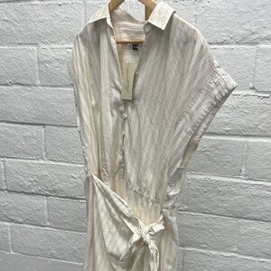 Universal Thread Cream Striped Midi Dress